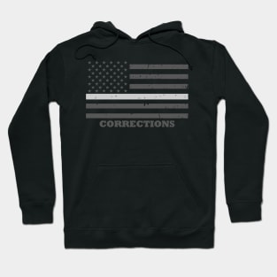 Corrections Officer Gift - Thin Silver Line Flag - Prison Officer Hoodie